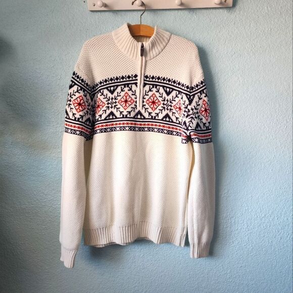 IZOD NAUTICAL sweater irish island style half zip coastal fisherman - Picture 1 of 11